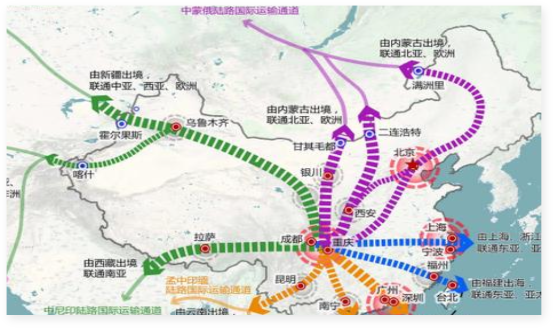 国际铁路班列线路图